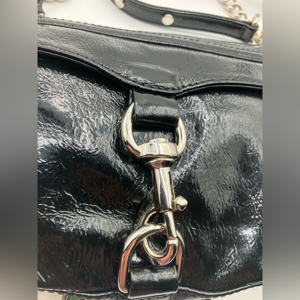 Rebecca Minkoff Black and Silver Crossbody Bag Patent - Picture 8 of 9